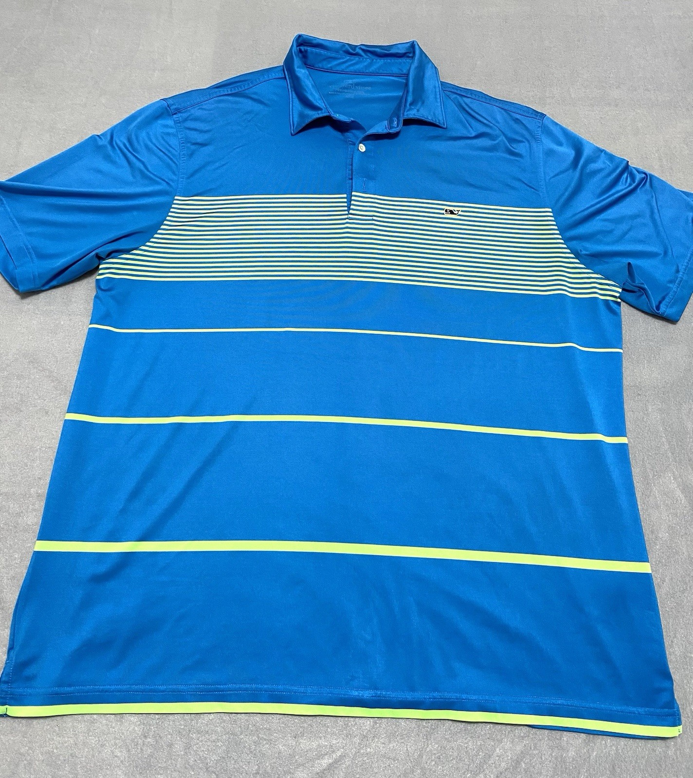 Vineyard Vines Men's Chest Stripe Performance Golf Polo Shirt Blue Green 2XL