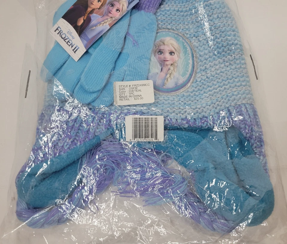 Disney Frozen 2 Invierno Sombrero y Mitón o Guante Set Niño Talla Nuevo Con Etiqueta Foto 2 de 4