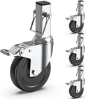 4PCS 5" Scaffolding Caster Wheels 1-1/4" Stem Dual Locking Heavy Duty 1190LB
