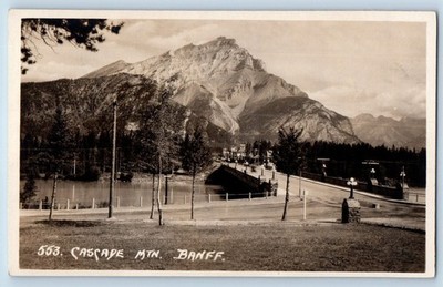 Banff Alberta Canada Postcard Cascade Mountain Byron Harmon c1920s RPPC Photo
