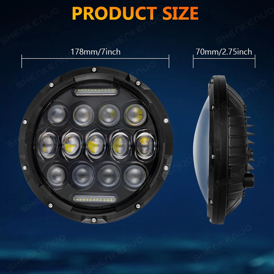 Faro LED redondo de 7" pulgadas para Yamaha XJ XS 250 400 600 650 750 850 1100 Virago Foto 2 de 4