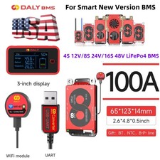 Daly Smart BMS 4S 12V/8S 24V/16S 48V LiFePo4 BMS with Bluetooth Module lot - USA