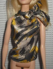 TOP BARBIE DOLL MATTEL TIM GUNN MODEL MUSE GRAPHIC PRINT BLOUSE SHIRT ACCESSORY