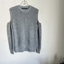 AllSaints Sweater Cold Shoulder Gray Wool Mohair Wool Blend Pullover Small New