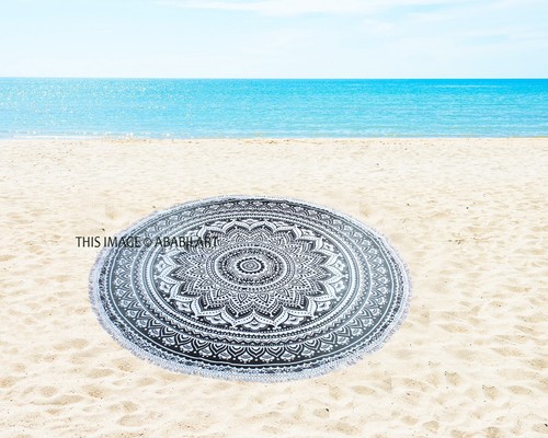 48" Beach Roundie Hippie Mandala Round Tapestry Boho Yoga Mat Bohemian Sheet US - Picture 69 of 149
