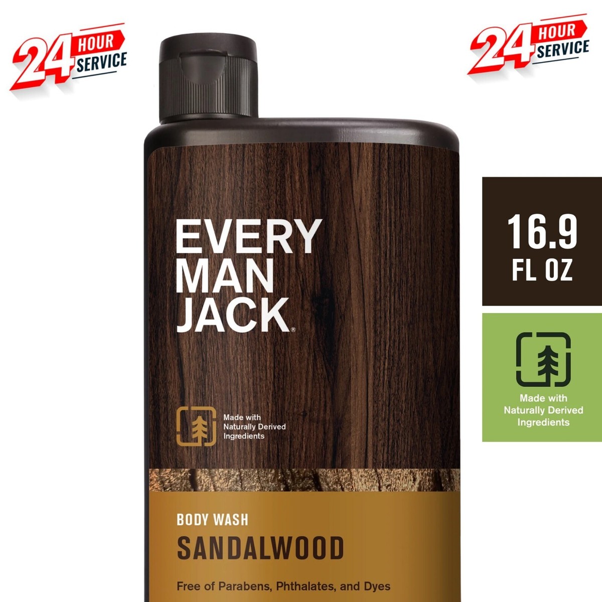 Every Man Jack Sandalwood Hydrating Body Wash for Men, Naturally
