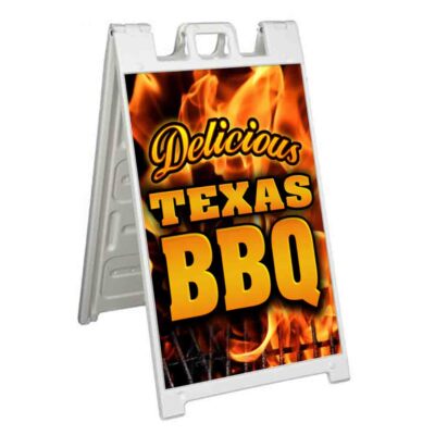TEXAS BBQ Signicade 24x36 Aframe Sidewalk Sign Banner Decal BARBEQUE FOOD