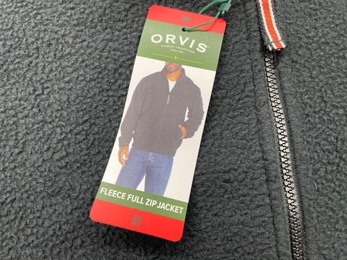 Orvis Mens Size Medium Full Zip Sherpa Fleece Jacket Black New With Tags - Picture 3 of 9