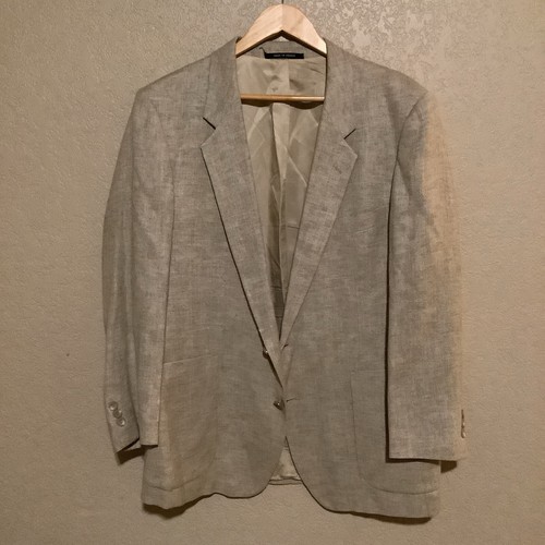 Yves Saint Laurent Sakko Herren 44 Beige Fischgrät Tweed 2btn France