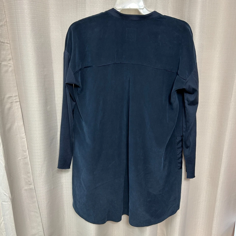 Go By Go шелк 3/4 рукав куртка кардиган верхний женский размер маленький темно-синий - Изображение 2 из 4