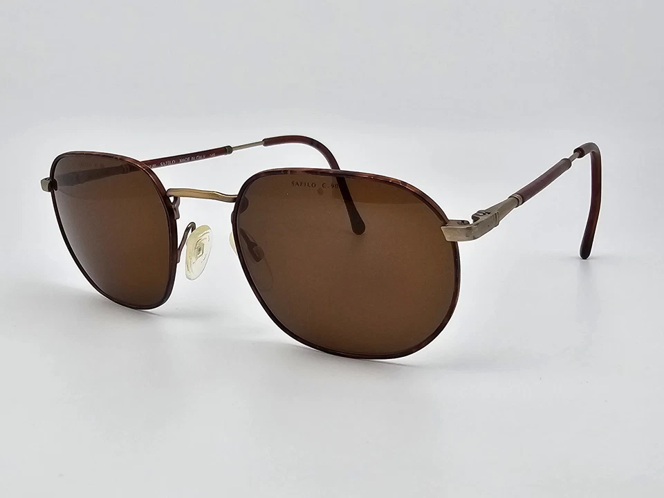 Gafas de sol Safilo Elasta Team 3842/S marco dorado tortuga lentes marrones con estuche 52 mm Foto 3 de 4