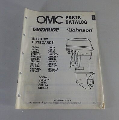 #ad Teilekatalog OMC Evinrude Johnson Electric Outboards Stand 10 1988 EUR 19.90