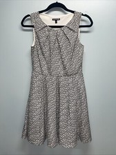 Express Size 4 100% Polyester Sleeveless Fit + Flare Dress White/Black Geo Print