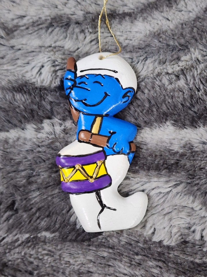 Christmas Ornament Smurf Harmony Ceramic Drummer Smurf Hanging ...