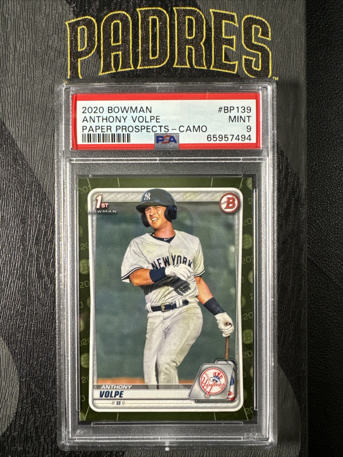 2020 Bowman Paper Prospects Camo #BP139 Anthony Volpe 1st Bowman Yankees  PSA 9