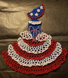 Crochet Crinoline Lady Doily - Patriotic