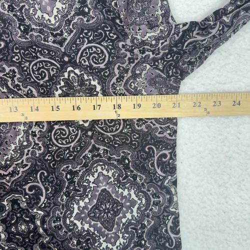 Lucky Brand L viola nero paisley boho contadino top pizzo nappa cravatta manica lunga - Foto 14 di 15