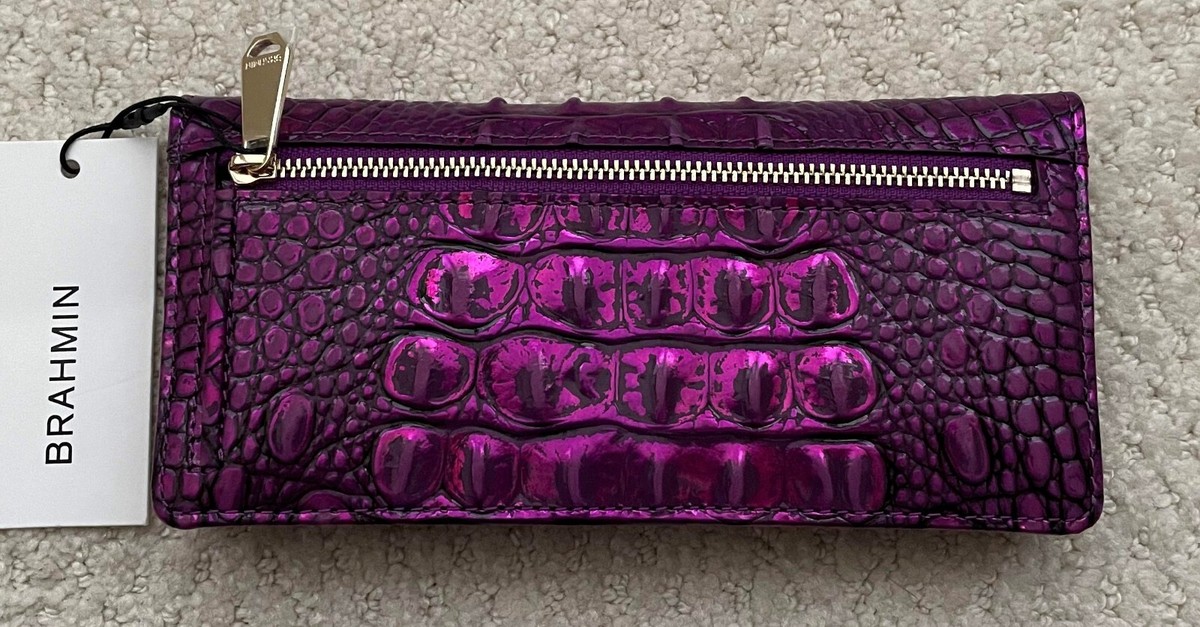 Brahmin Melbourne ADY Slim Bifold Lthr Wallet Clutch PURPLE POTION
