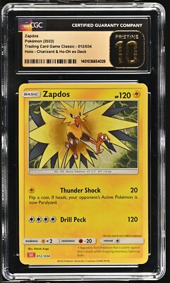 BLACK LABEL CGC 10 PRISTINE Zapdos 012/034 TCG Classic BLACK LABEL CGC 10 PRISTINE Zapdos 012/034 TCG Classic