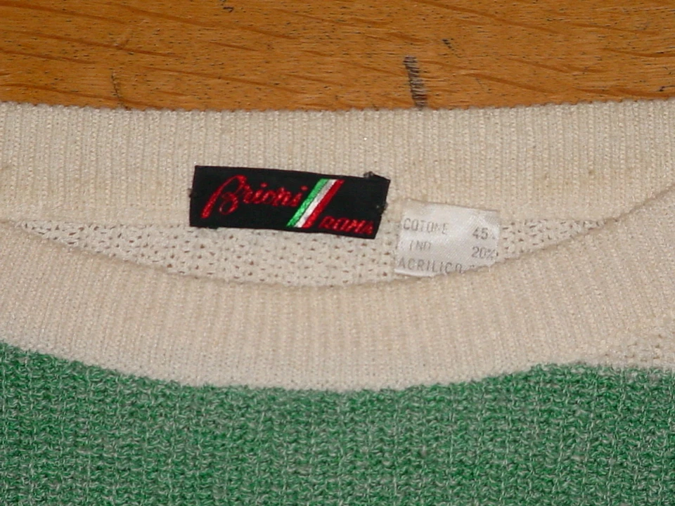 Suéter Vintage Brioni Yacht Club Blanco Verde Color Bloque Rayas Logo Talla 50 Foto 3 de 4