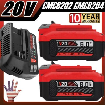 #ad #ad 2PACK 20Volt For Craftsman V20 6.0Ah Li ion Battery CMCB204 CMCB202 Charger $22.99