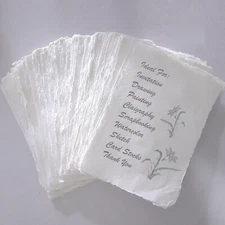 Handmade Paper - 50 sheets - All Sizes - WHITE - Deckle Edge - Acid Free Natural