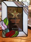 Vintage Leaded Stained Glass Picture Frame Floral Art Deco TIFFANY