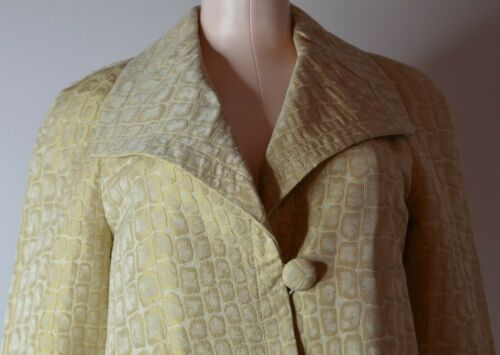 St John Sz 4 Textured 1 Button Blazer Beige Pale Yellow Sheen Lined Jacket Caree - Afbeelding 1 van 11