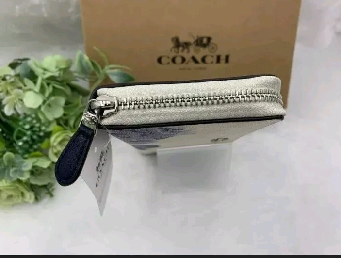 COACH × KAFFE FASSETT Signature White Blue Flower Long Wallet