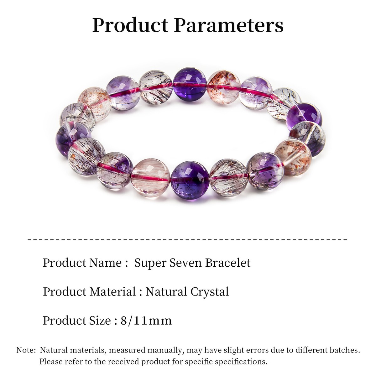 y♡Crystal☆bijou Flyshop Jewelry Natural Super Seven Crystal Bracelet, Purple