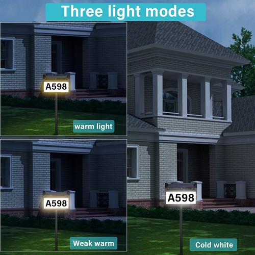 Address Sign Solar House Numbers for Outside Modern Plaque Waterproof House N... - Picture 3 of 7