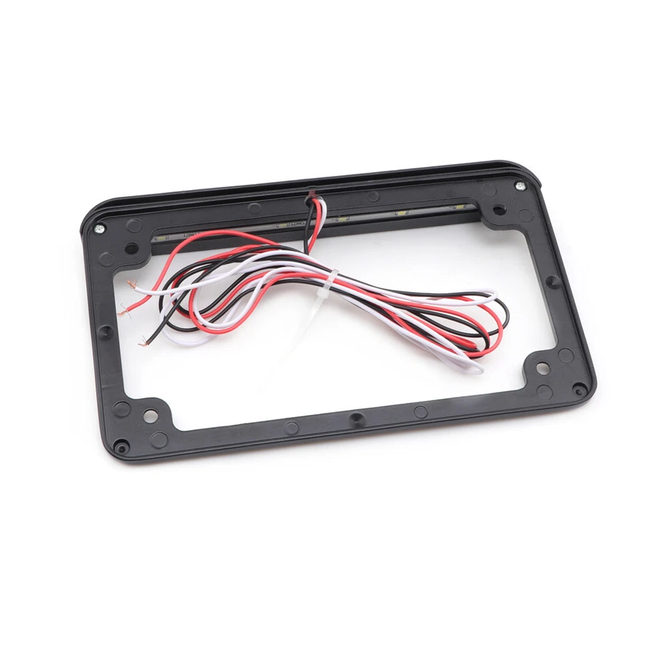 Universal Black Metal Motorcycle 6" License Plate Frame W/ LED Tail Brake Light - Image 3 of 4