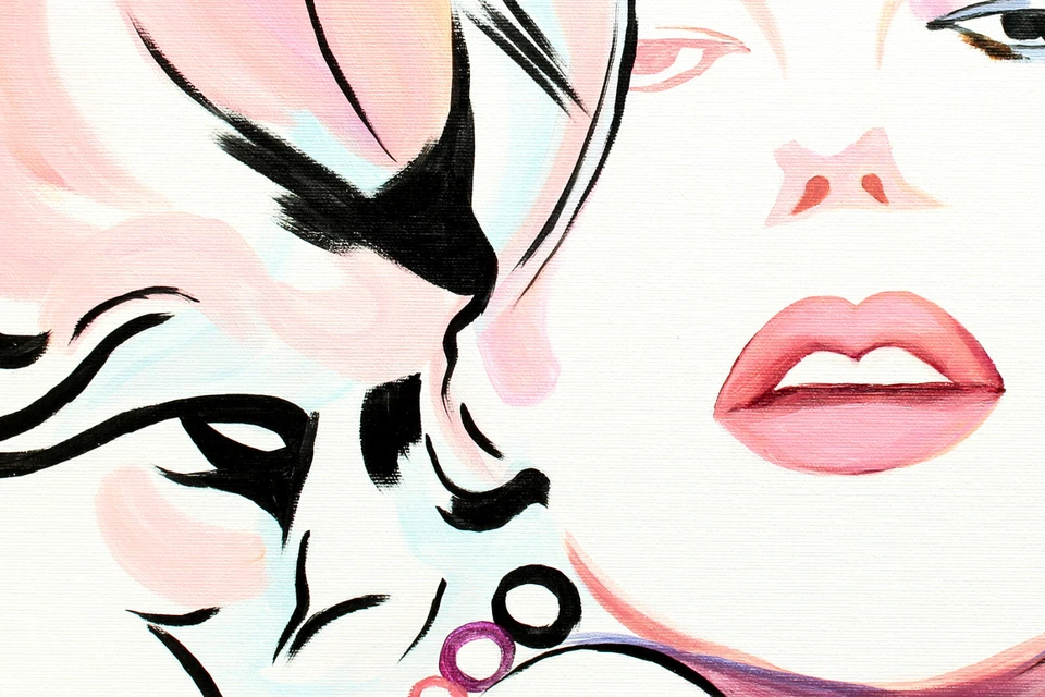 NOVAARTE Acryl Bild Gemälde Frau Abstrakte Malerei Kunst Modern Porträt ORIGINAL - Bild 2 von 4