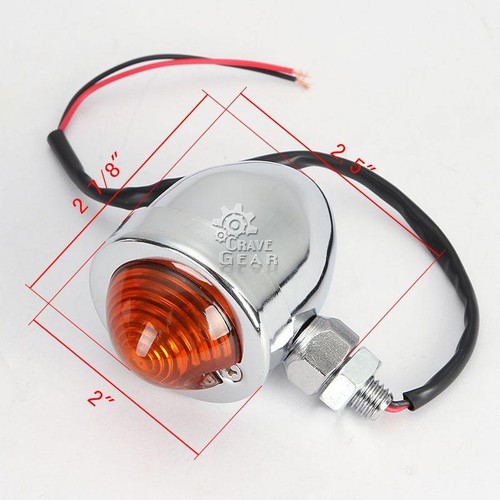 Chrome Amber Turn Signals Light For Harley Bobber Custom Chopper Cafe Cruiser - Picture 8 of 8