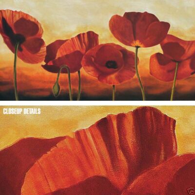 54W''x27H'' IN THE SUN by ANDREA KAHN - RED FLORAL ARRANGEMENT CHOICES of CANVAS