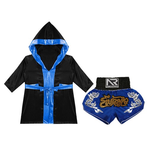 Kids Boys Robe+Shorts Side Split Costume Stage Performance Boxing Outfit Soft - Picture 63 of 87