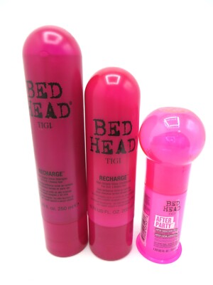 TIGI BED HEAD RECHARGE SHAMPOO 8.45 oz & CONDITIONER 6.8 oz & AFTER PARTY 1.69 o