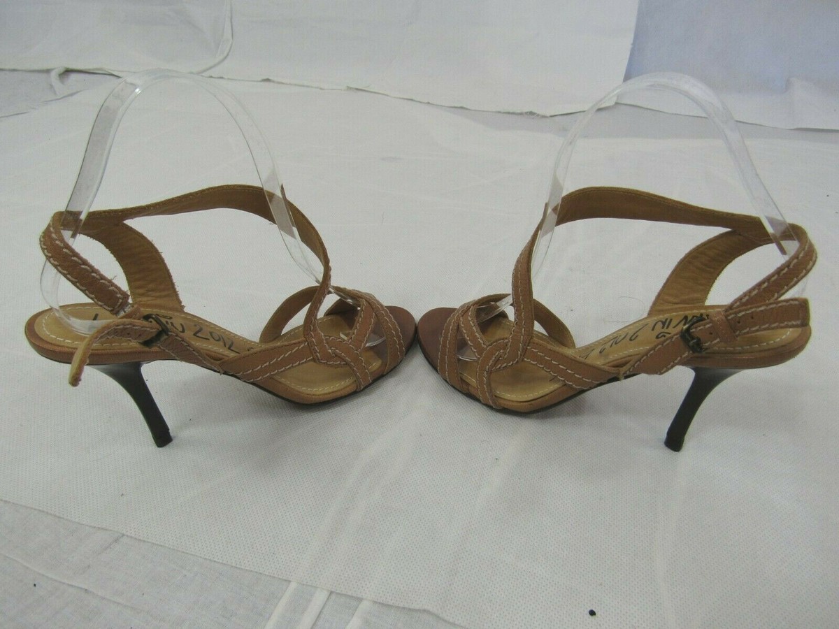 LANVIN 2012 ETE サンダル Lanvin 2012 Ete Brown Leather Strappy Heeled Sandal Size 36