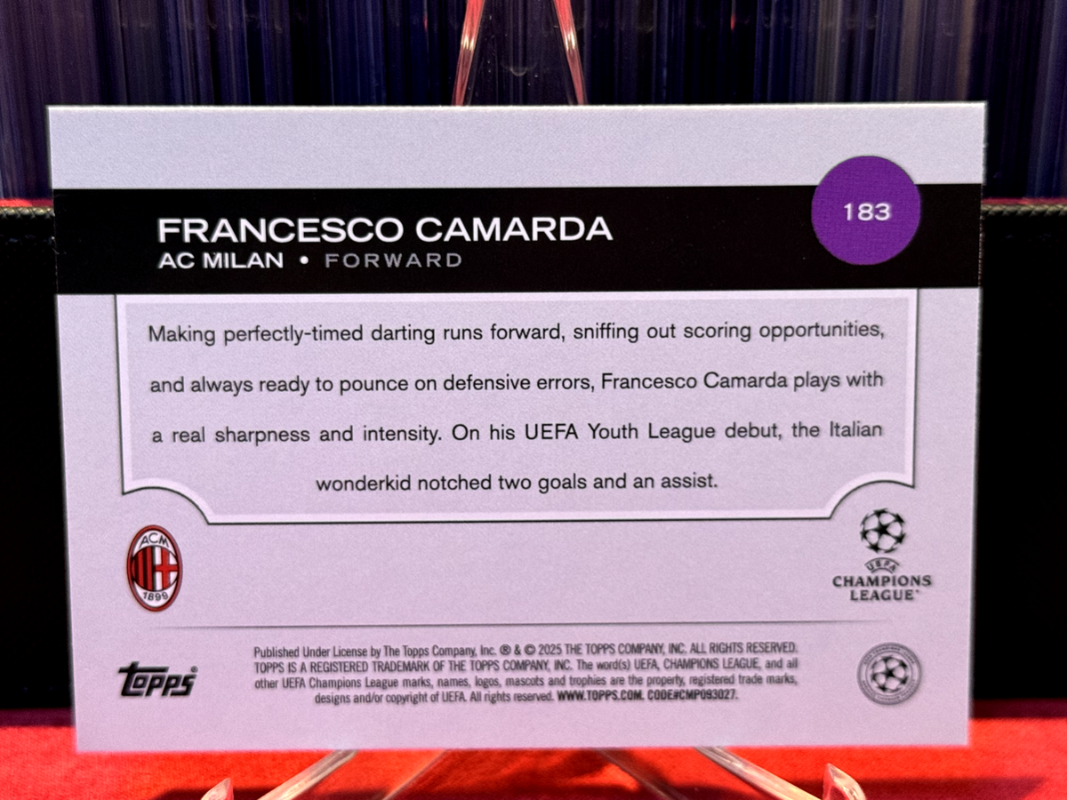 FRANCESCO CAMARDA Purple Flowfractor 2024-25 Topps AC MILAN 