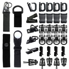 34 PCS Molle Accessories Kit, Tactical Gear Organization Clip for Webbing Strap
