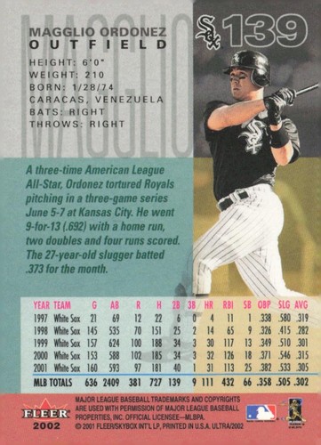 2002 Ultra #139 Magglio Ordonez - Picture 2 of 2