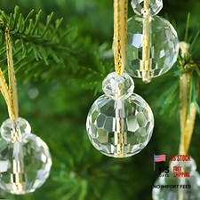 12 Pcs Crystal Glass Christmas Balls Ornaments, 0.87" Mini Prism Ball Clear