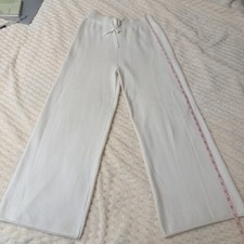 White Knit Wide-Leg Drawstring Women's Sweatpants