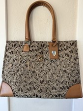 DIANE VON FURSTENBERG Studio Large Brown Heart Print Carry Tote