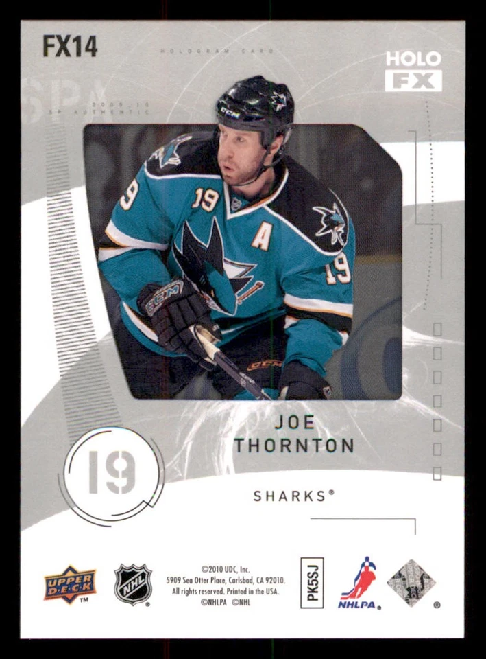 2009-10 SP Authentic Holoview FX #FX14 Joe Thornton - Image 2 of 2