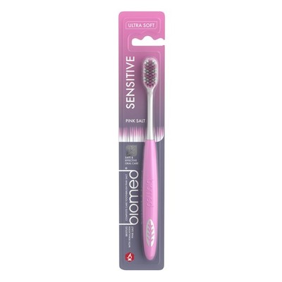 Biomed Sensitive Pink Salz Zahnbürste entfernt effektiv Zahnbelag Ultra