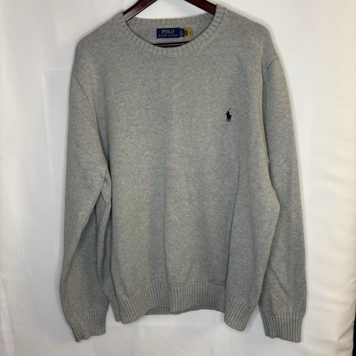 Polo Ralph Lauren Men’s 100% Cotton Crew Neck Sweater Light Grey Size XXL - Picture 1 of 13