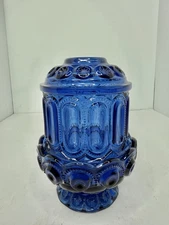 HTF Vintage MCM LE Smith Moon and Star Glass Cobalt 2PC Fairy Lamp Stunning