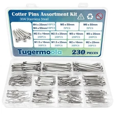 230PCS Cotter Pins Assortment Kit 304 Stainless Steel Split Pin.12 Sizes ...