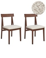 EsstischstüHle 2-Er Set Beige Bouclé Polyester Sitz Dunkles Holzgestell Isle